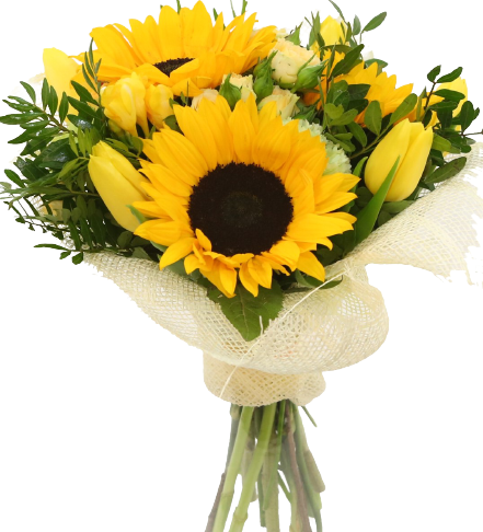 bukiet z słoneczników z dostawą pocztą florystyczna kwiatowa przesyłka, kwiaciarnia tania online