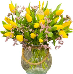 bukiet żółtych tulipanów na święta Wielkiej NOCY ZAMÓW Z DOSTAWĄ DO DOMU OGÓLNOPOLSKĄ Pocztą z kwiatami