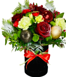 kwiaty w pudełku na święta Bożego Narodzenia florystyczna poczta, kwiatowa dostawa do domu na święta