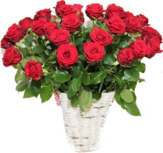 róże czerwone w koszu kup i wyślij poczta, kwiatowa ogólnopolska dostawa kwiatów do domu