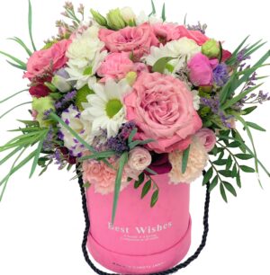 kwiaty w pudełku kwiatowy koktajl zamów online poczta, i kwiatowa dostaw ogólnopolska kwiaciarnia wysyłkowa