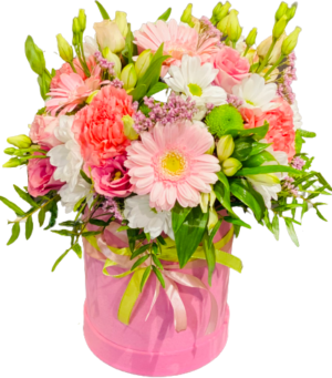 kwiaty w pudełku z dostawą do domu poczta florystyczna, kwiatowa dostawa kup w kwiaciarni flower box na urodziny lub dla mamy wyślij pocztą